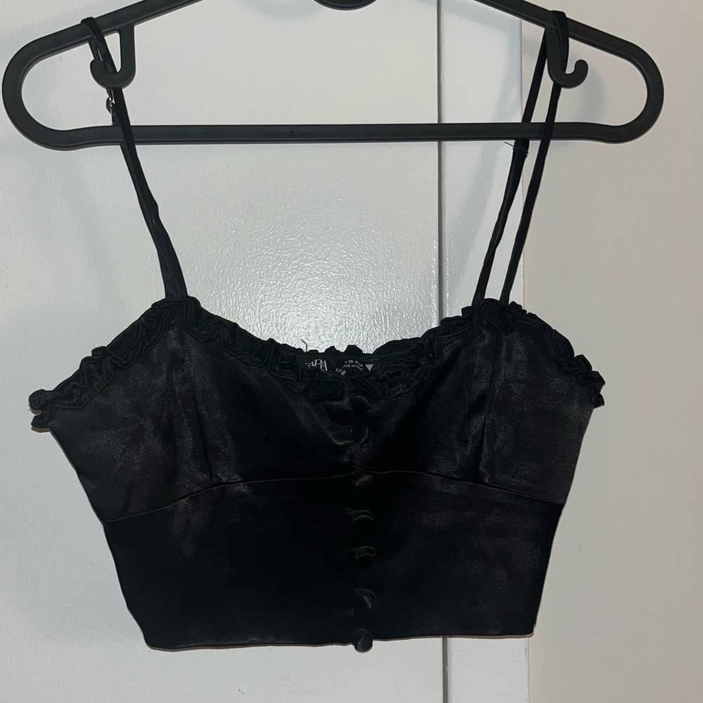 Cropped black Zara top